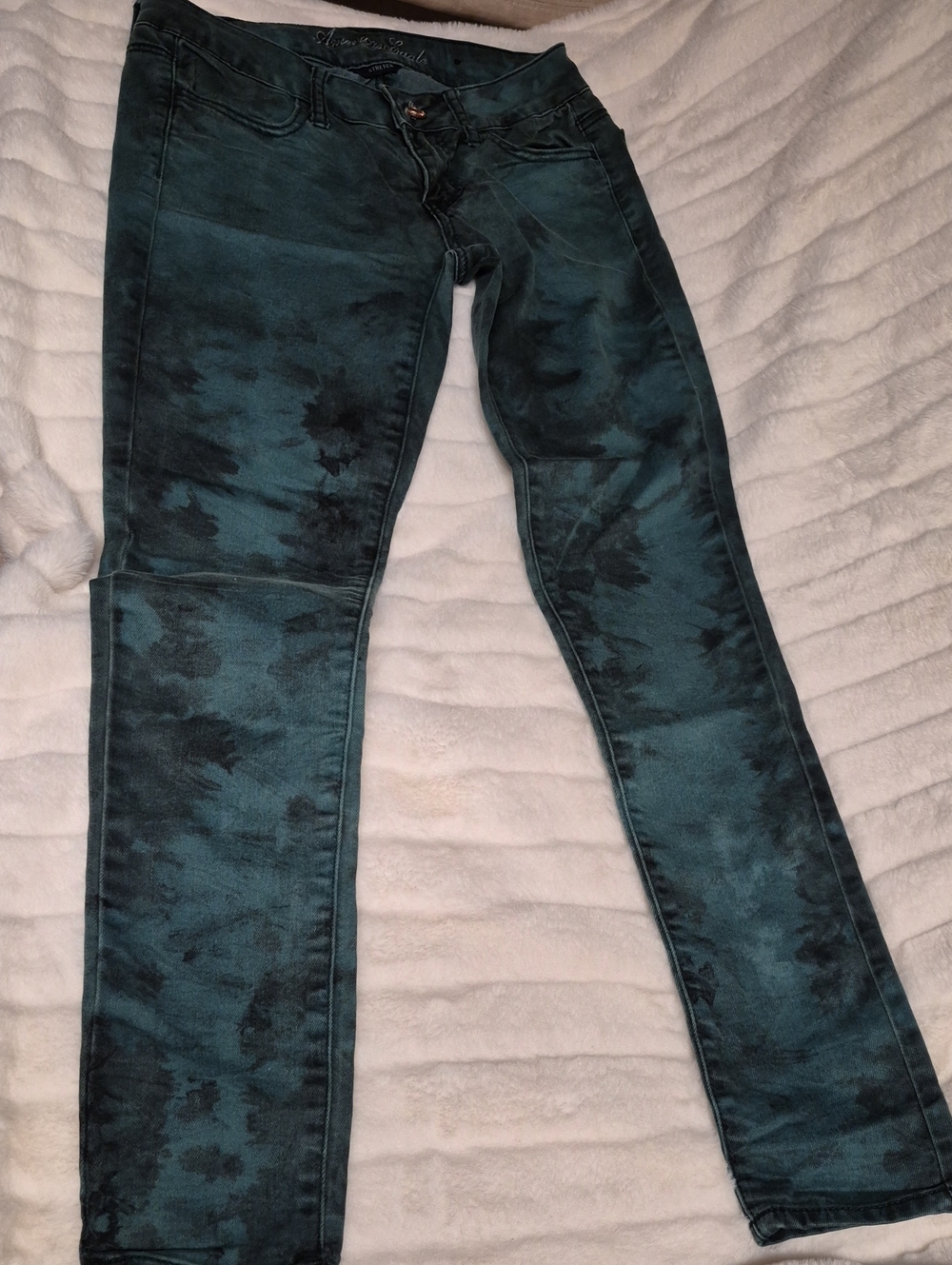 American Eagle Outfitters Teal Tie-Dye Skinny Jeans